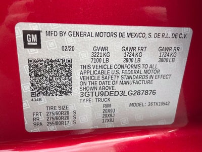 2020 GMC Sierra 1500 SLT Leather, One Owner, X31 Off Road