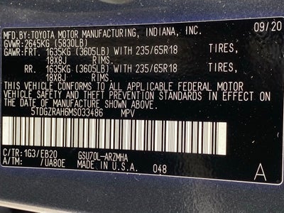 2021 Toyota Highlander XLE CLEAN CARFAX
