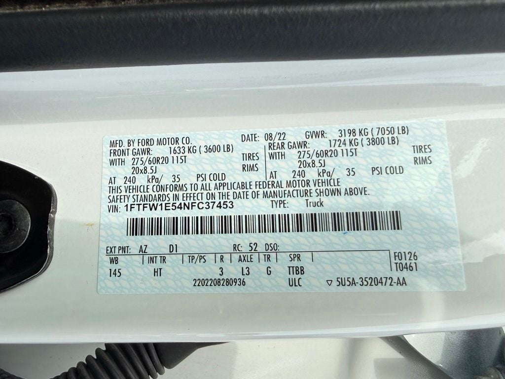 2022 Ford F-150 Lariat EQUIPMENT GROUP 502A