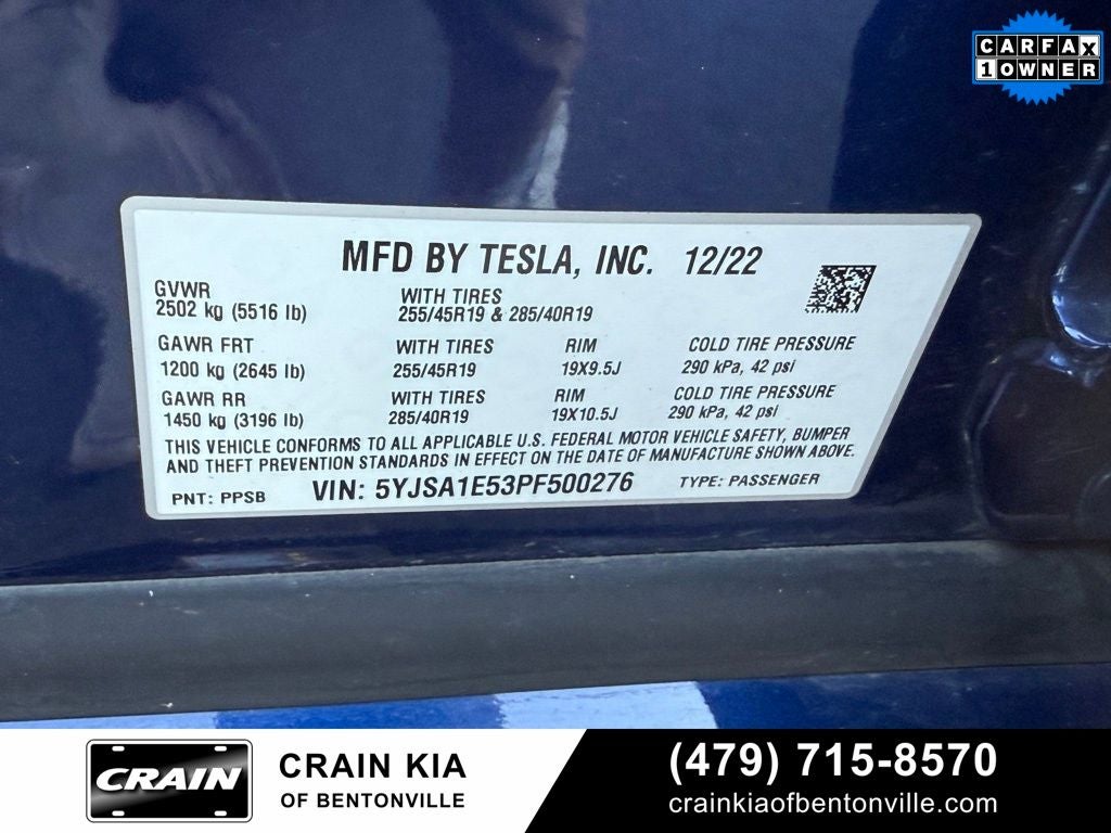 2023 Tesla Model S Standard Range - AWD / ONE OWNER