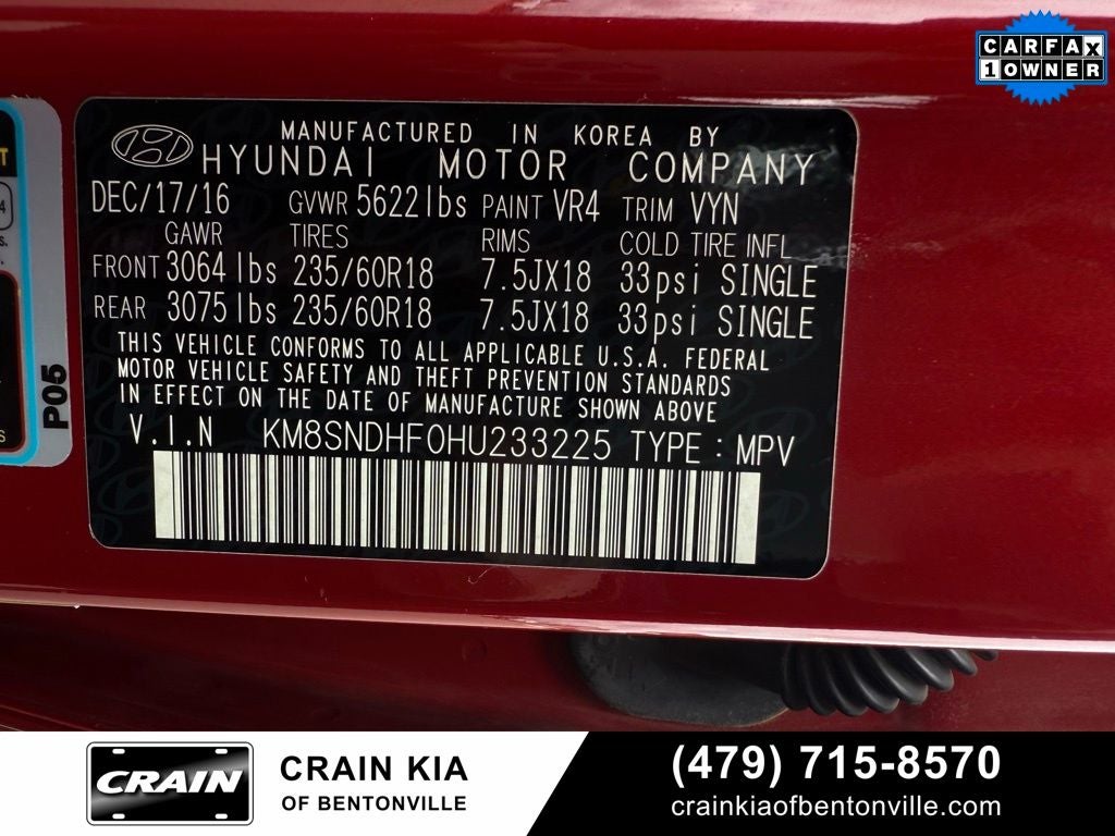 2017 Hyundai Santa Fe Limited - AWD / ONE OWNER / LEATHER