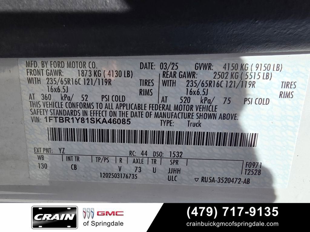 2025 Ford Transit Cargo Van T250 RWD LOW RF
