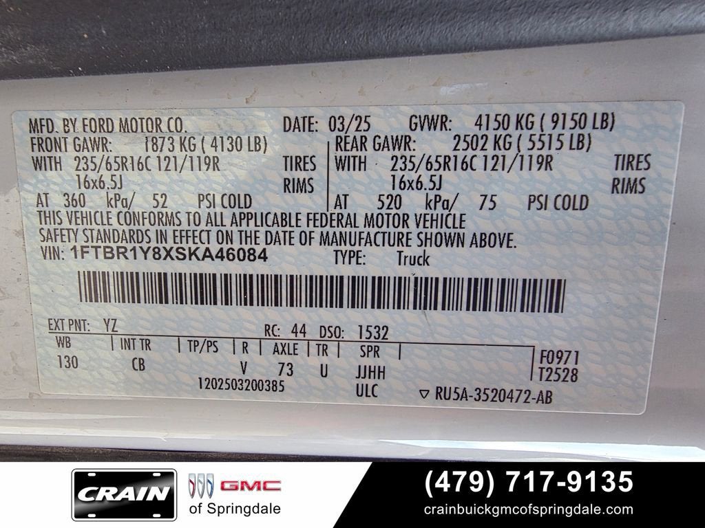 2025 Ford Transit Cargo Van T250 RWD LOW RF