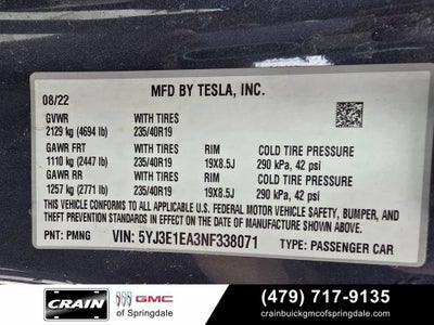 2022 Tesla Model 3 4DR SDN RWD STD R