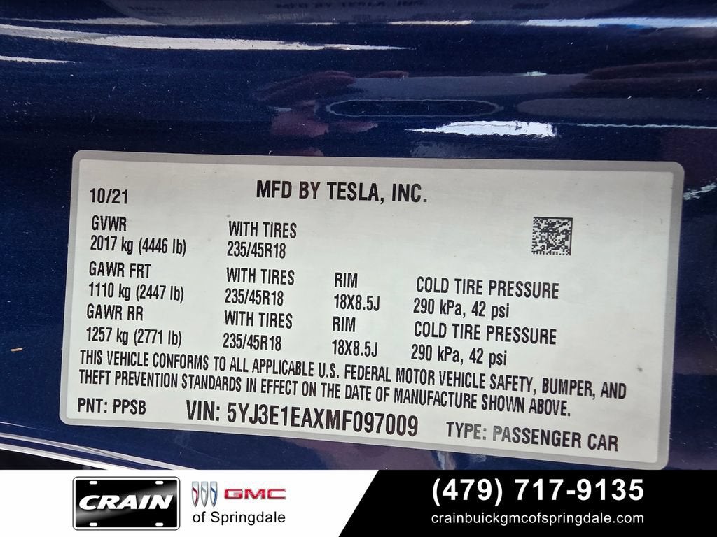 2021 Tesla Model 3 Standard Range Plus
